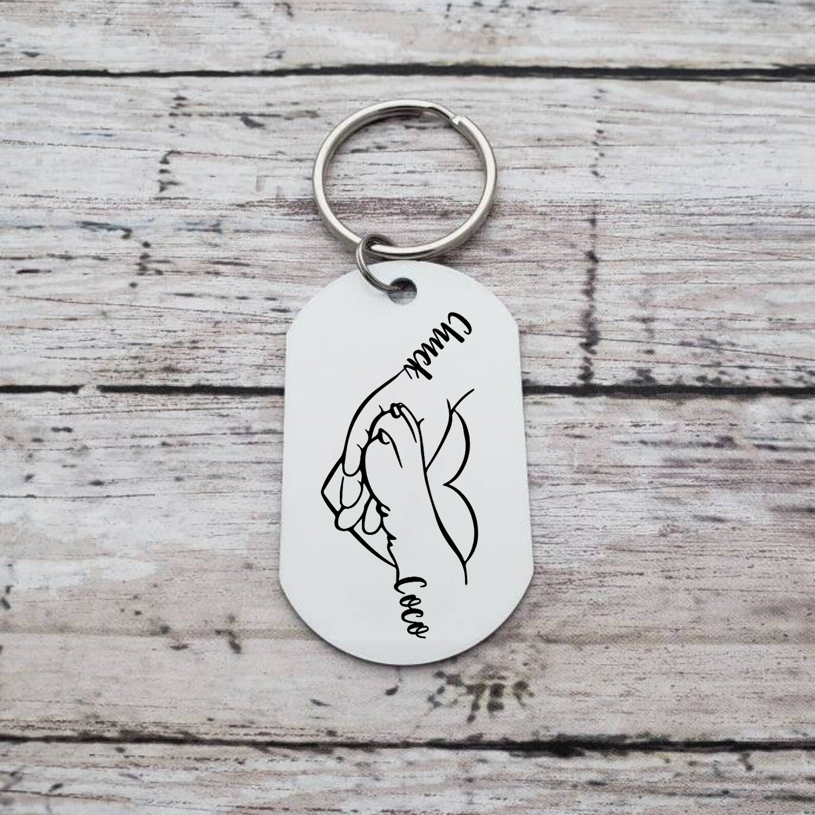 Personalised 2 Names & 1 Photo Keychain Custom Dog/Cat Paw Keychain Gift for Pet Lovers-Jessemade AU