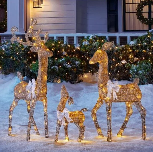 🔥kukelife🔥Christmas-3 piece misty glimmer led deer scene
