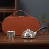 Multifunctional Ceramic Teapot Sterling Silver Side Handle Teapot Fairness Cup Kung Fu Tea Set Silver Plated Health Anti-Scalding Teapot Portable Travel Tea Set