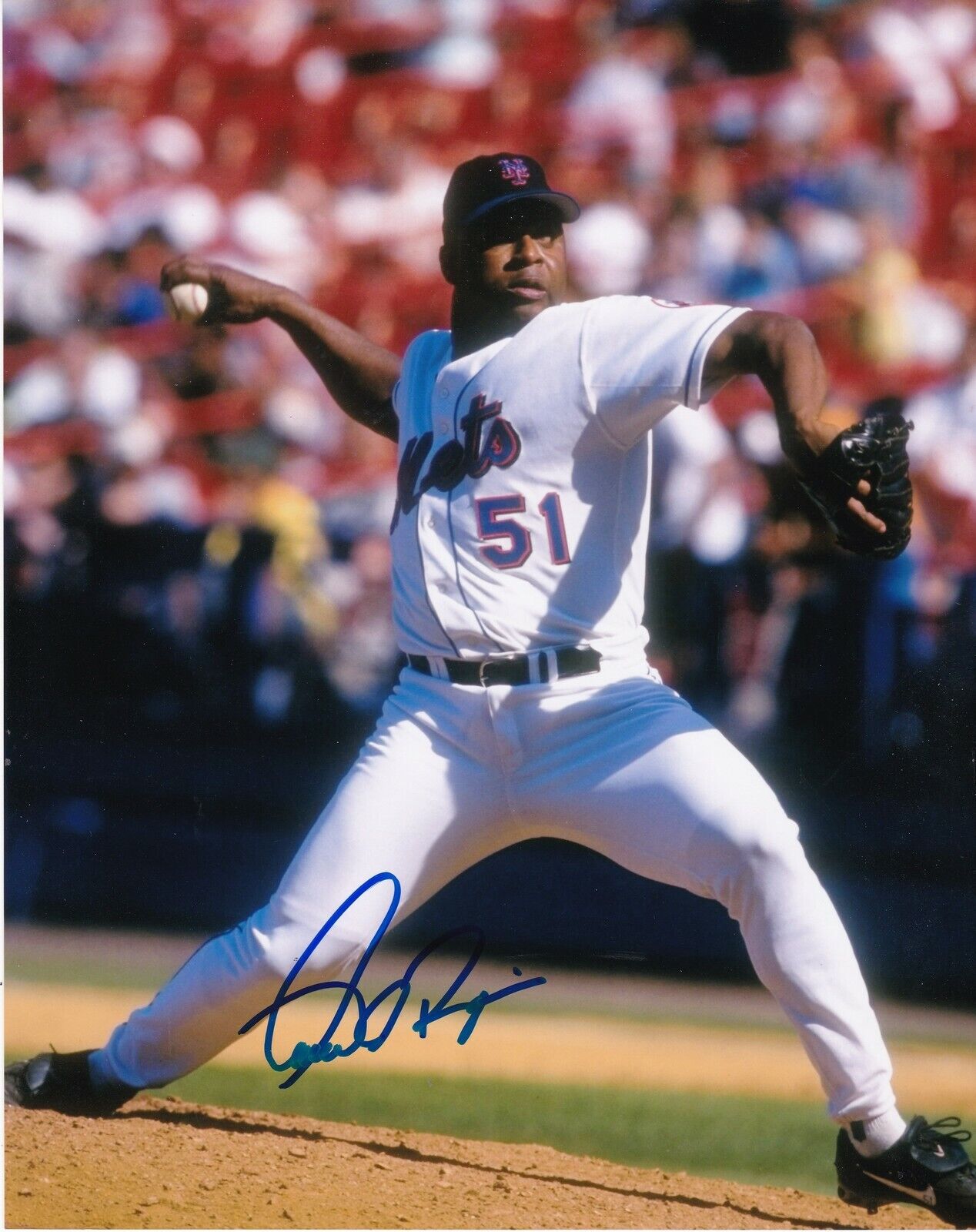 MEL ROJAS NEW YORK METS ACTION SIGNED 8x10