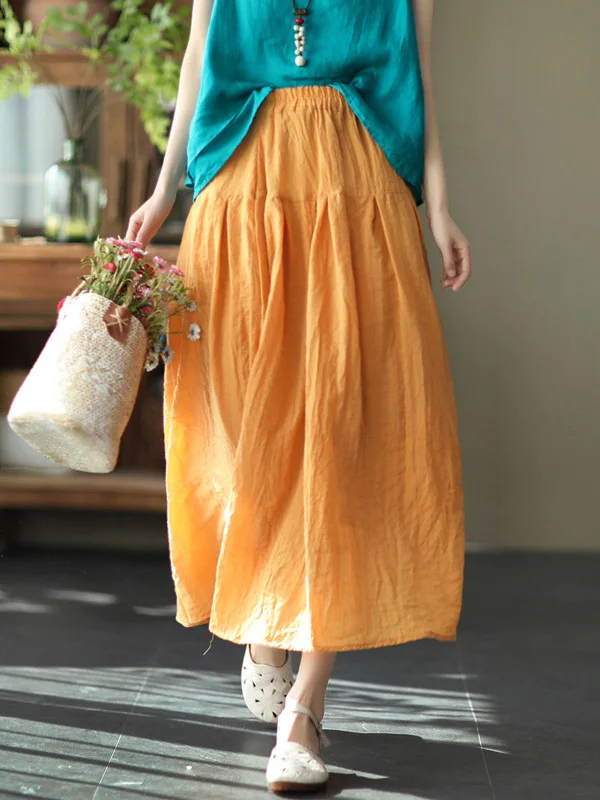 Casual Solid Color Empire A-Line Skirt
