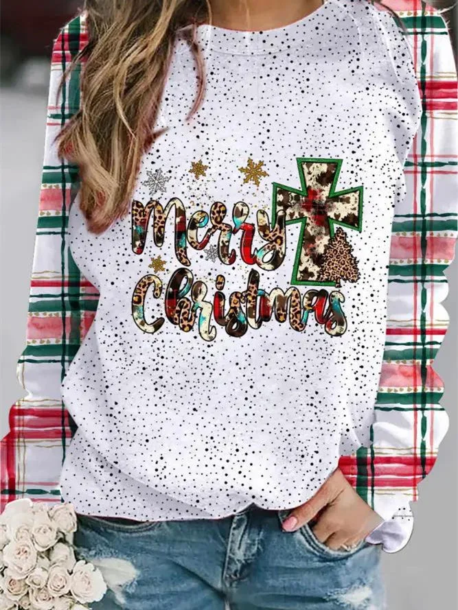Women's Long Sleeve Scoop Neck Love Printed Graphic Tops