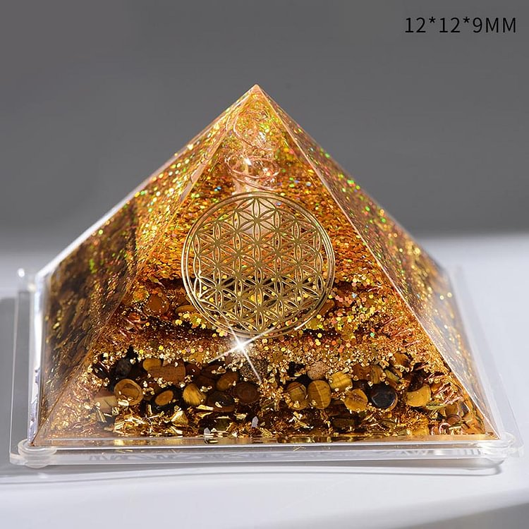 Clear Crystal Tiger Eye Orgone Pyramid