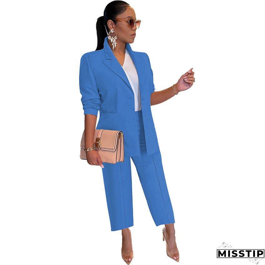 Fall Fashion Solid Color Women's Blazer Two Piece