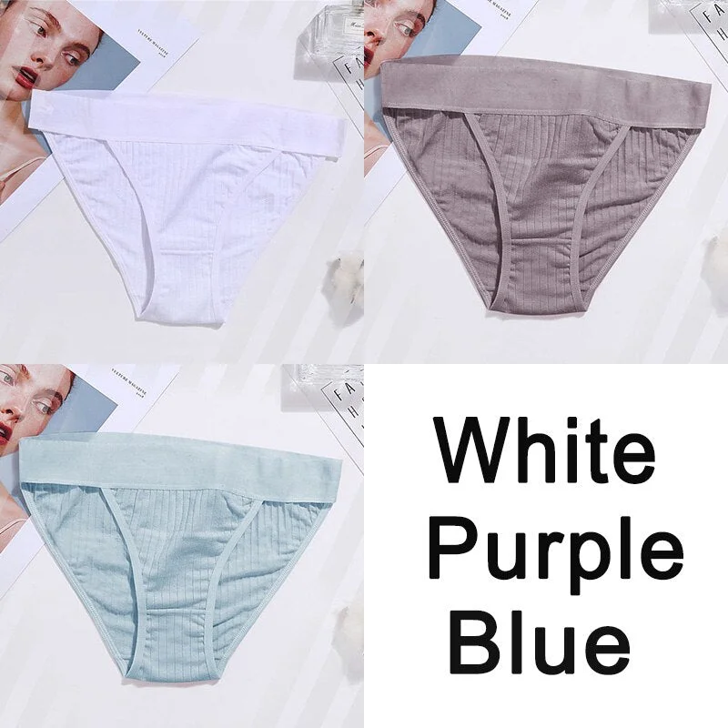 3PCS Women Cotton Panties Sexy Low Waist Underwear Panties Female Lingerie Underpants Hollow Heart Embossed Briefs Solid Color