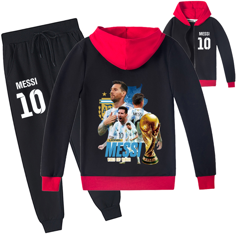 Mayoulove Messi Zip Set for Boys  Girls - Stylish Soccer Outfit, Perfect Gift for Young Fans-Mayoulove