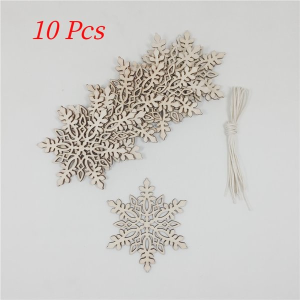 10 Pcs Christmas Wooden Country Snowflake Christmas Tree Decoration Ornaments Holiday Supplies - Shop Trendy Women's Fashion | TeeYours