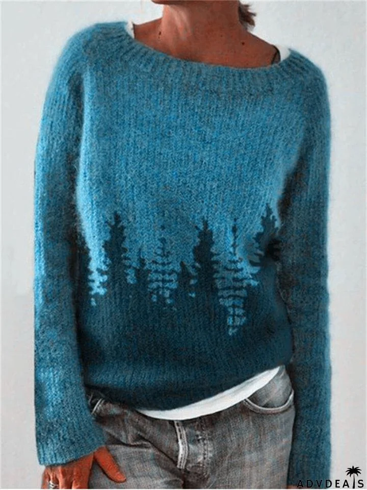 Soft Warm Round Neck Pullover Casual Knitted Sweaters for Women