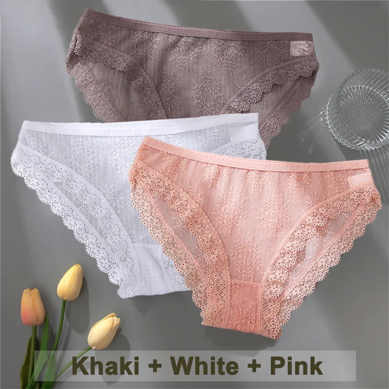 Billionm Women Sexy Lace Panties Solid Color Perspestive Underwear Briefs Low Waist Underpants Female Breathable Intimates Lingerie
