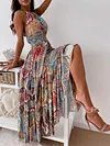 Floral-Print Halterneck Bohemia Maxi Dress
