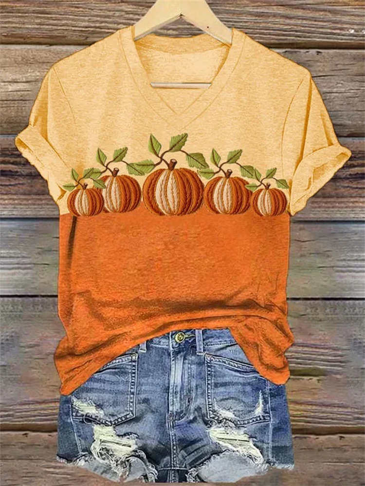 Comstylish Fall Pumpkin Print Women's T-Shirt