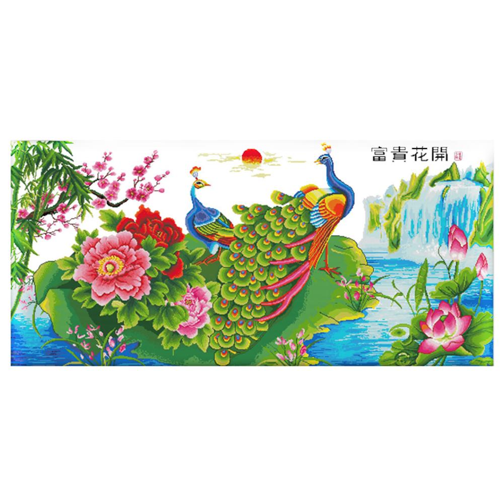 

Peacock) - 14CT Stamped Cross Stitch - 122*61cm, 501 Original