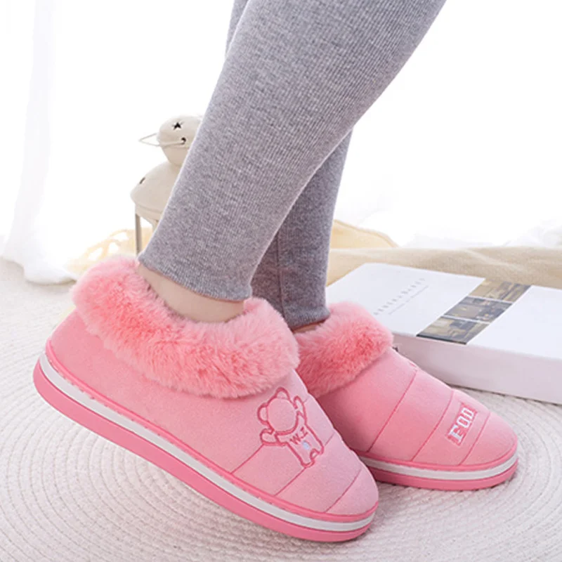 Qengg MCCKLE Women Slippers Women's Plush Home Winter Warm Shoes Ladies Soft Non-Slip Indoors Bedroom Floor Flats Female Slipper 2021