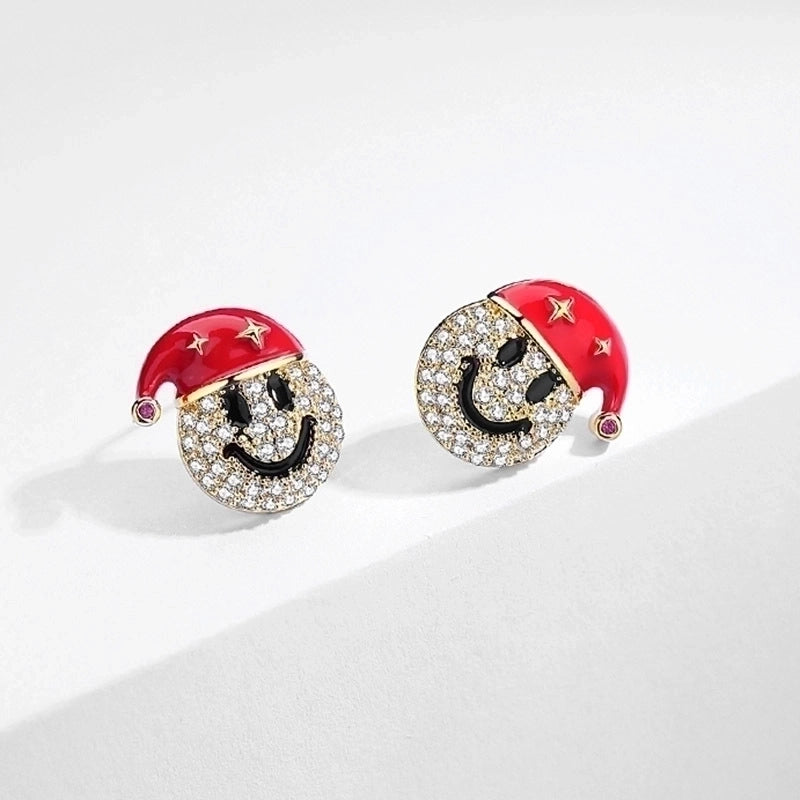 Fashion Christmas Tree Snowman Snowflake Alloy Enamel Rhinestones Women’s Drop Earrings Ear Studs 1 Pair