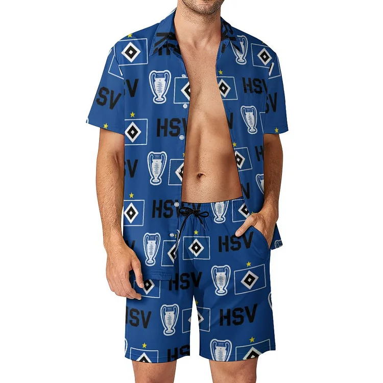 Hamburger SV Lässiges Strandbekleidungsset Kurzärmeliges Hemd Plus Strandhose
