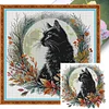 (US Only)Partial Embroidery cotton Thread 14CT Printed Cat Cross Stitch Kit 35x35cm
