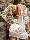 Crochet Hawaii Style Half Sleeves Cover-Ups Tops