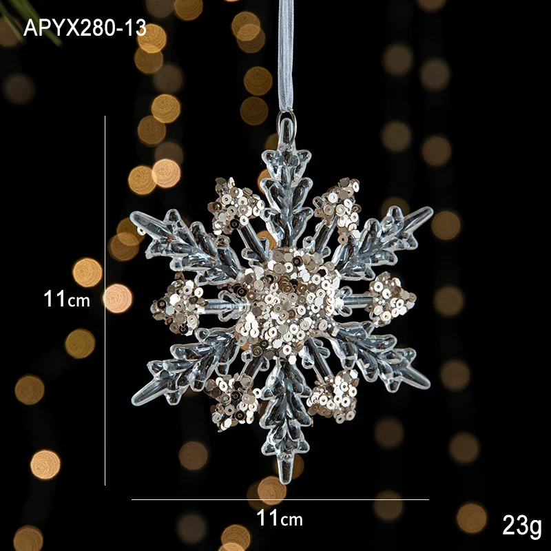 Christmas decorations sequins acrylic pendant transparent snowflake pendant Christmas tree scene layout props-MERUMOTE