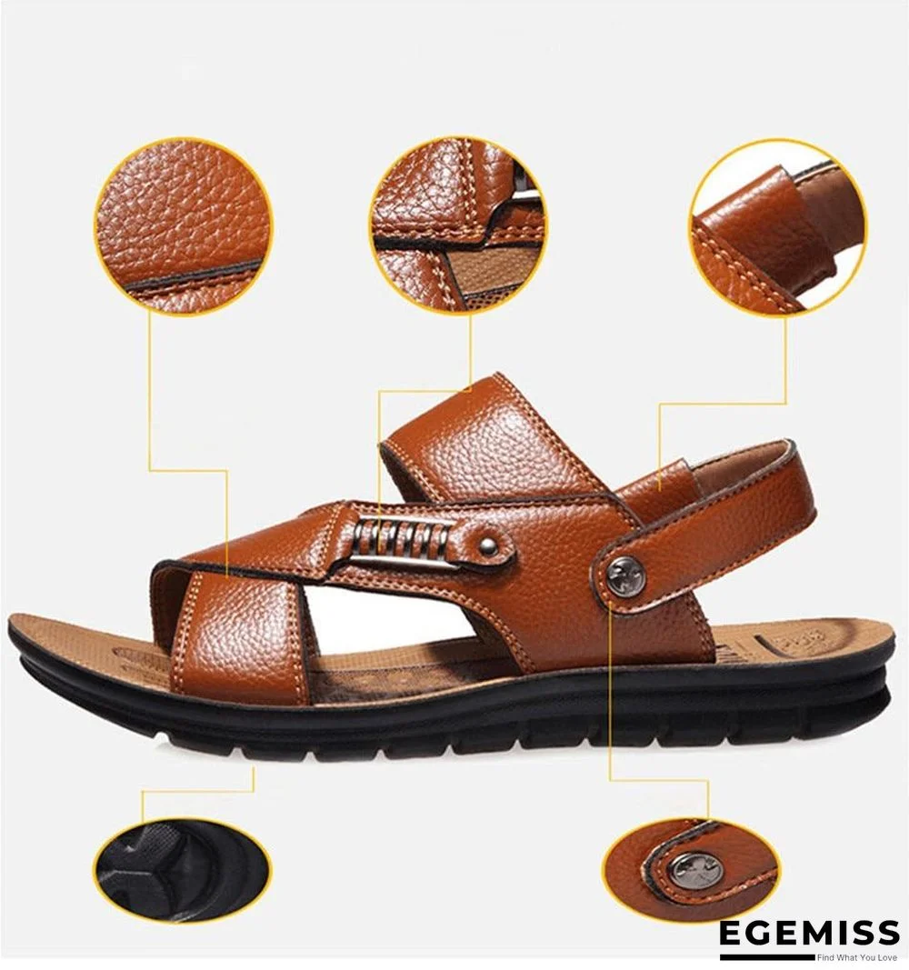 Men Genuine Leather Roman Sandals Male Casual Shoes Flip Flops Fashion Outdoor Slippers Shoes | EGEMISS