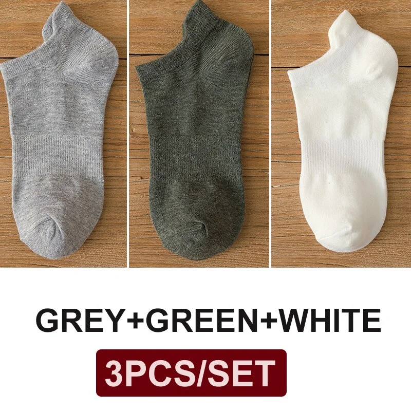 FINETOO 3 Pairs/Set Cotton Men's Socks Harajuku Boat Socks Lift Up Solid Colors Man Sock Sox  Male Invisible Short 38-44 Socks