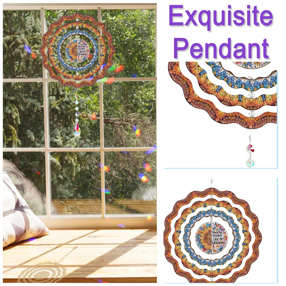 Diamond Painting Rotating Wind Chime Diamond Art Hanging Pendant (Sunflower A)