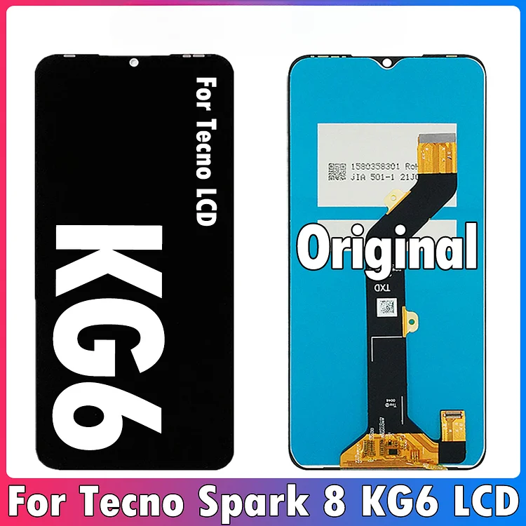 Original 6.22'' For Tecno Spark 8 LCD KG6 KG6k Display Touch Screen Digitizer Assembly Repair Parts