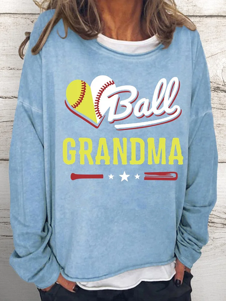 Baseball Grandma Women Loose Sweatshirt-Annaletters