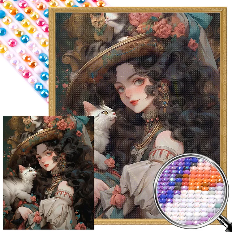 Retro Girl 40*50CM(Canvas) AB Round Drill Diamond Painting gbfke