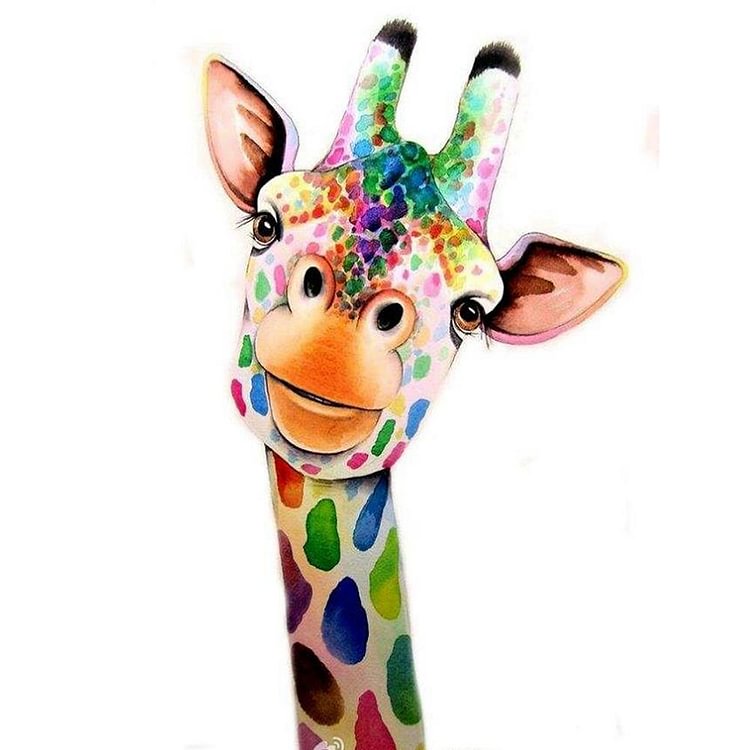 Cute Colorful Giraffe  Round Diamond Painting 25x30cm