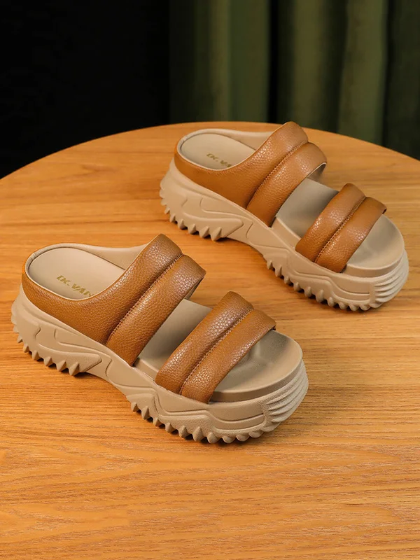 Hollow Open Toe Split-Joint Platform Shoes Slippers