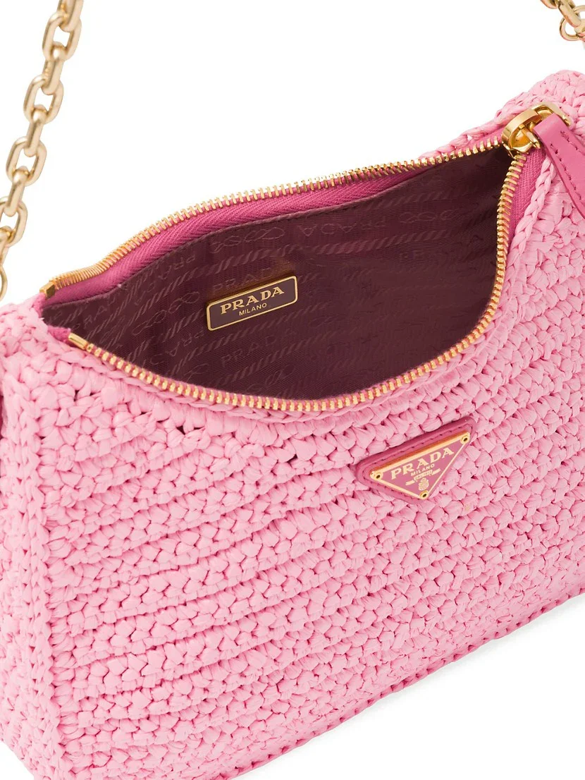 Prada Re-edition 2005 Raffia Bag pink