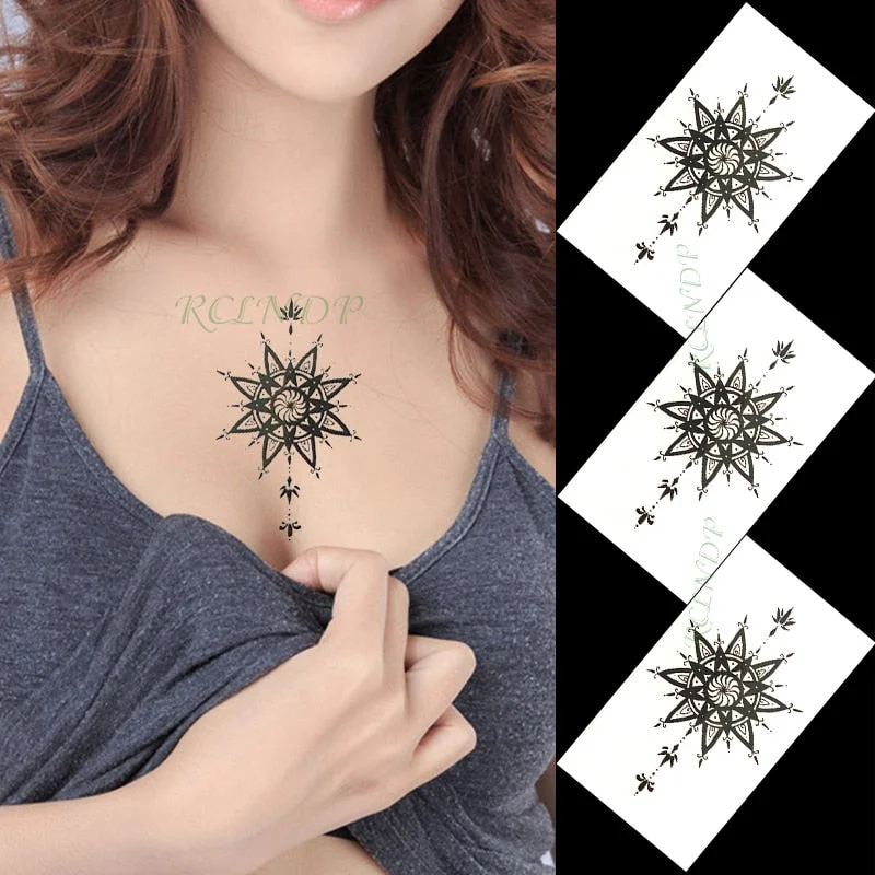 Water Transfer Tattoo Minimalist small sun moon tattoo Body Art Waterproof Temporary fake Tattoo for man woman kid 10.5*6cm
