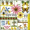 >SALE<Embroidery Cotton Thread 16CT Printed Four Seasons of Spring Cross Stitch23x23cm