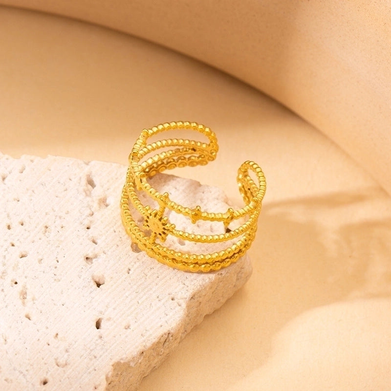 Elegant Love Moon Leaves Titanium Steel Open Rings