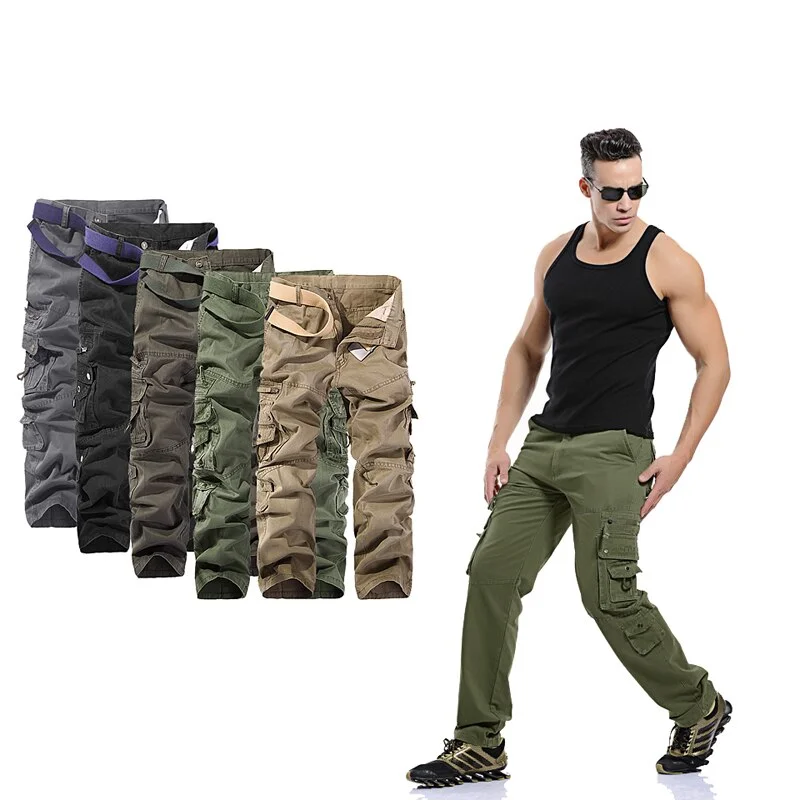 Camouflage Mens Cargo Pants Multi-Pocket 2020 Spring Fashion Military Tactical Pants Mens Leisure Cotton Straight Male Trousers