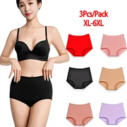Xinkeke 3Pcs Women Cotton High Waist Panties Breathable Briefs  Plus Size Lingerie Seamless Ladies Panty Underpants Oversize Underwear