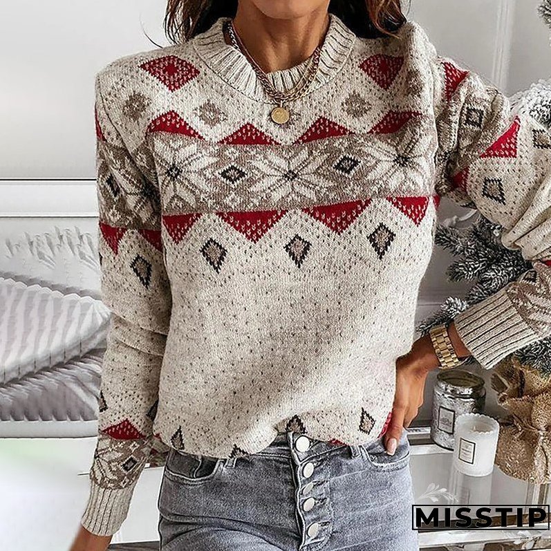Vintage Geometric Knit Sweater