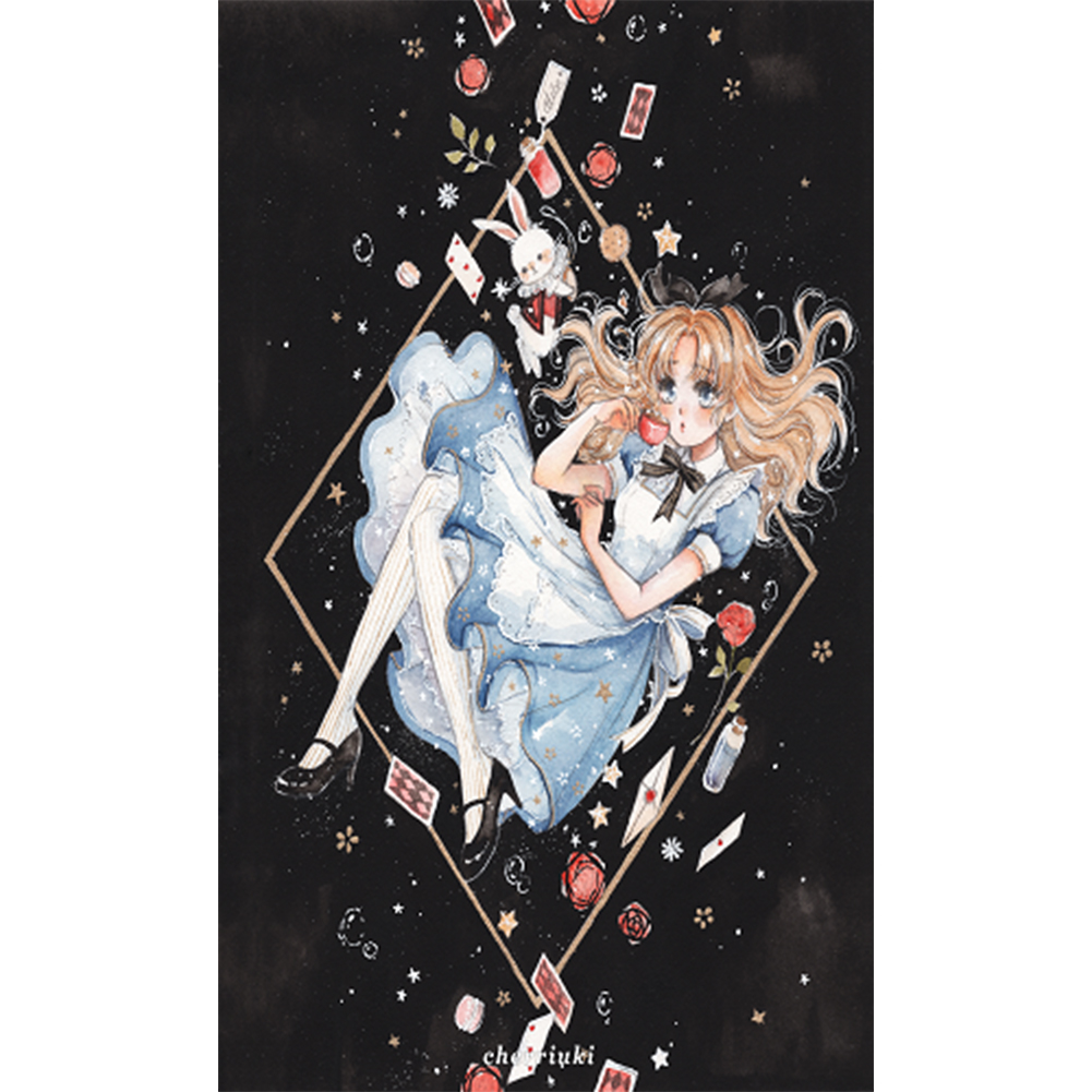 Illustration Girl 30*50cm(canvas) full round drill diamond painting