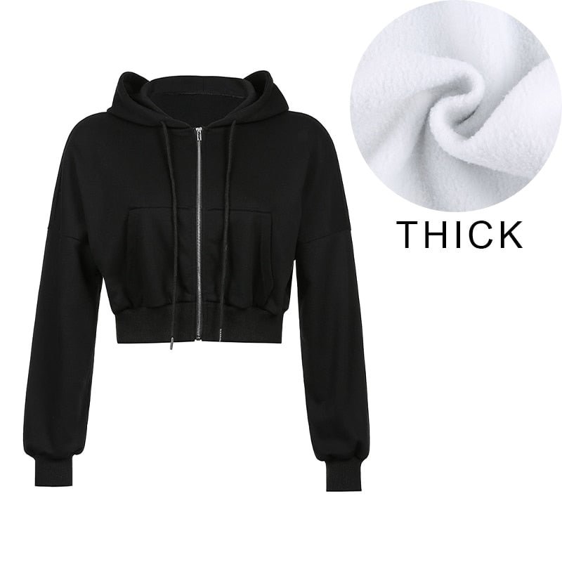 IAMSURE Short Hoodies Women Solid Sweatshirt Tracksuit Long Sleeve Female Crop Top 2020 Fashion Korean Clothing Harajuku