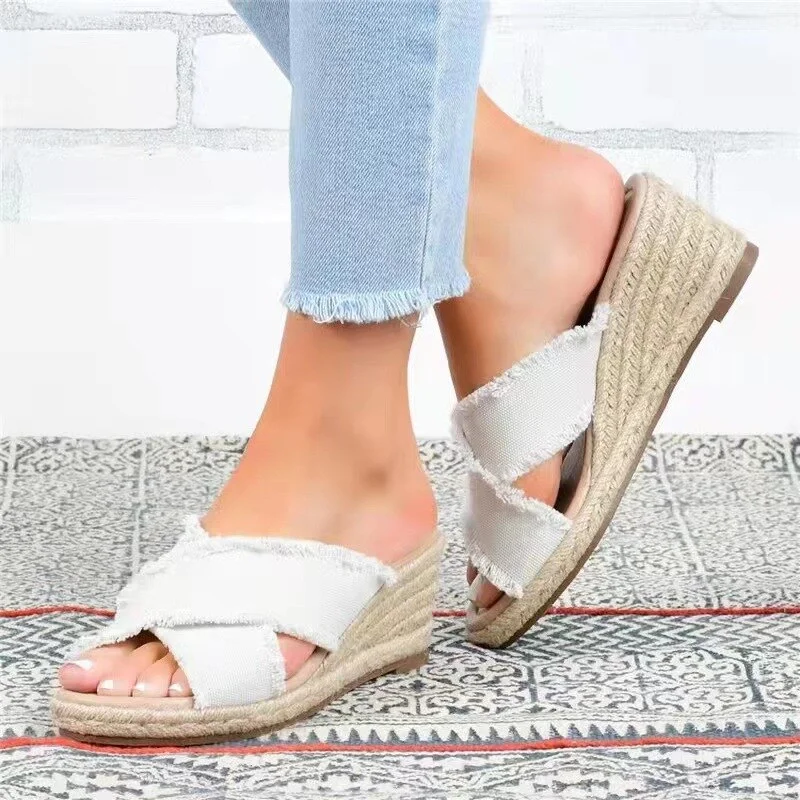 Qengg Women Platform Sandals Wedges Open Toe Slippers Casual Thick Sole Outdoor Beach Walking Shoes Sandalias Femininas Sandalias