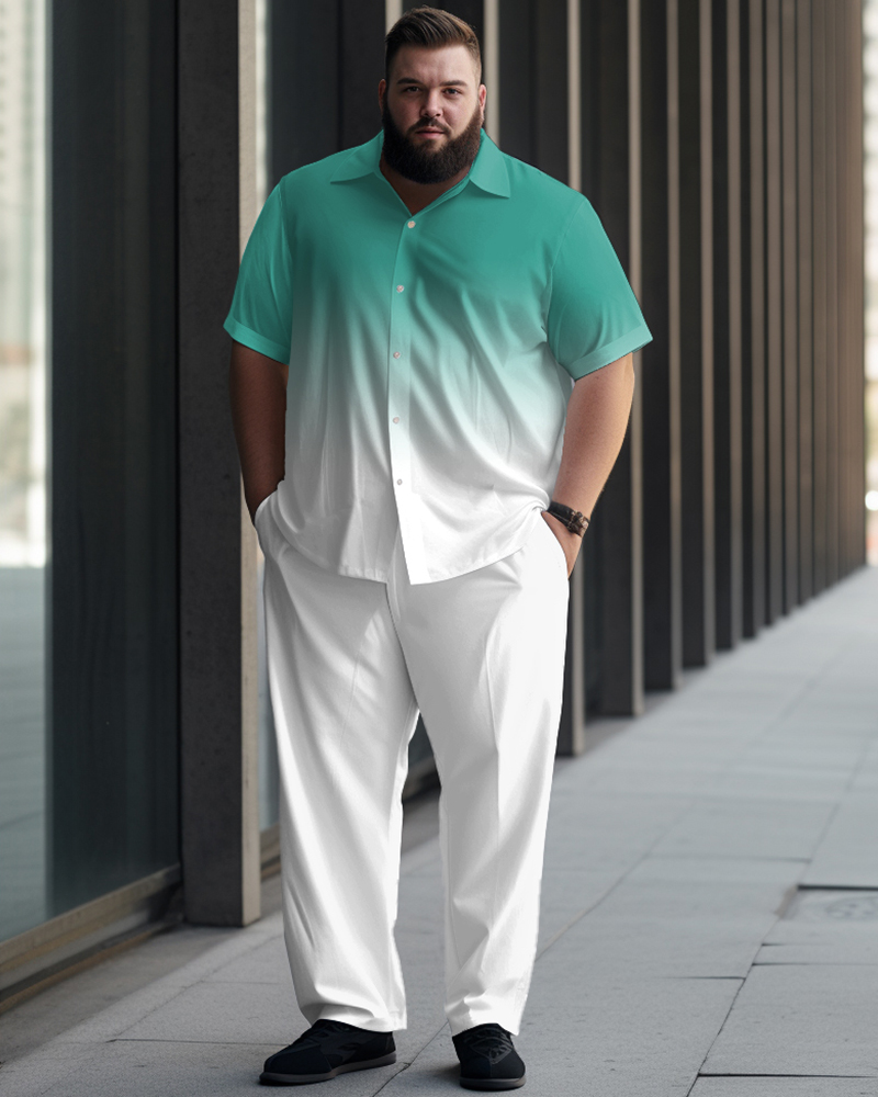 Holiday Gradient Printed Personalized Oversized Men's Short Sleeved Shirt Set