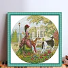 >SALE<Full Embroidery Cotton Thread 14CT Print Noblewoman and Dog Cross Stitch 44x44cm