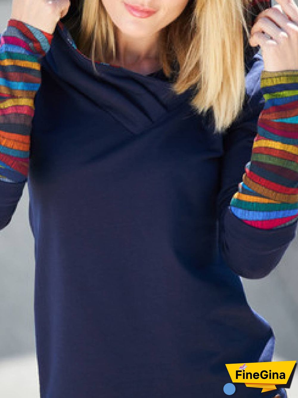 Hoodie Casual Long Sleeve Color-Block Sweatshirt