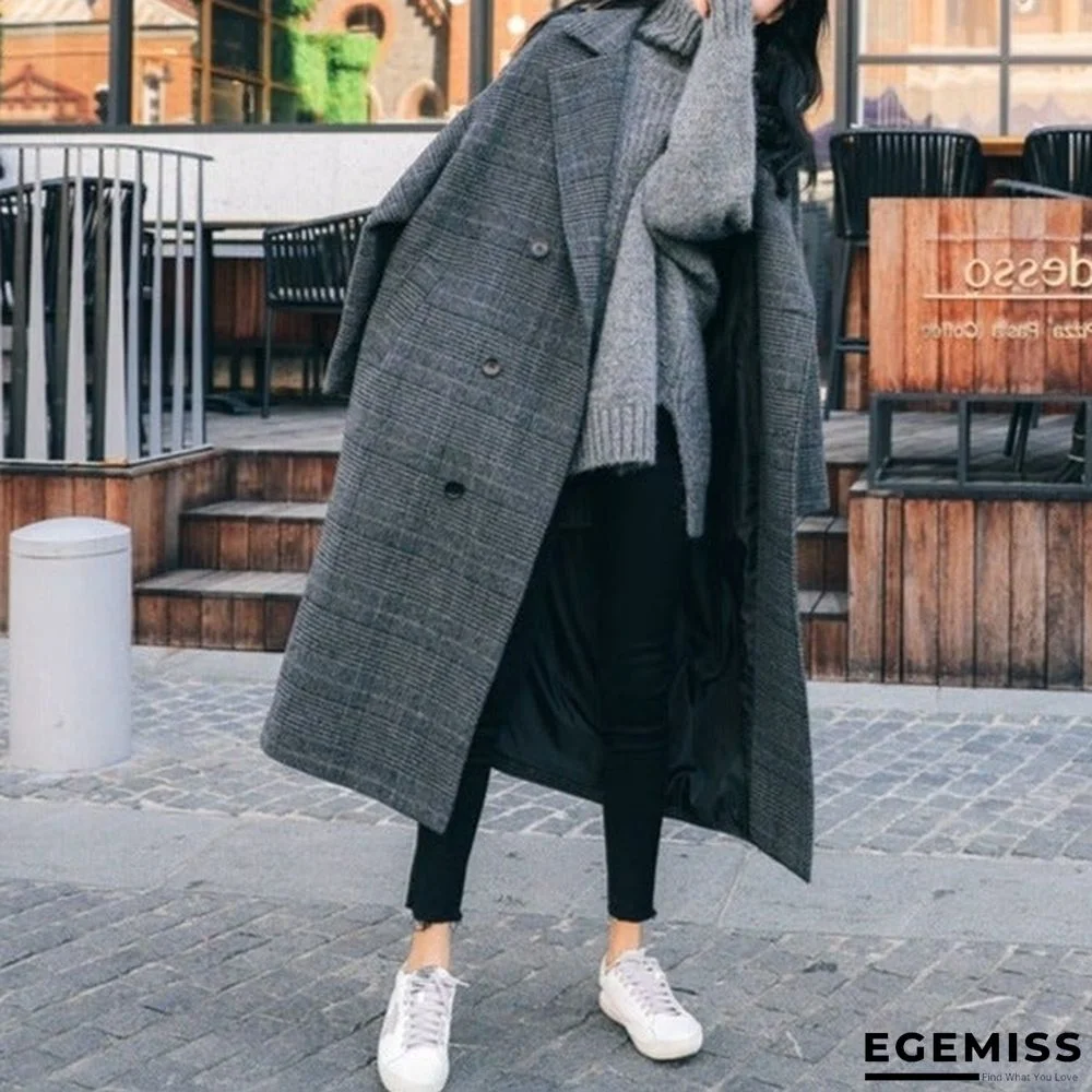 Plaid Wool Coat Women's Thickened Cotton Medium Length | EGEMISS