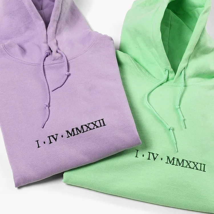 Timeless Together - Custom Embroidered Roman Numeral Hoodie