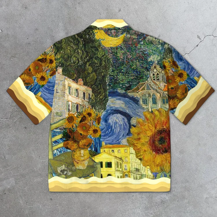 Sunflowers In The Countryside Printed Custom Short Sleeve Shirts