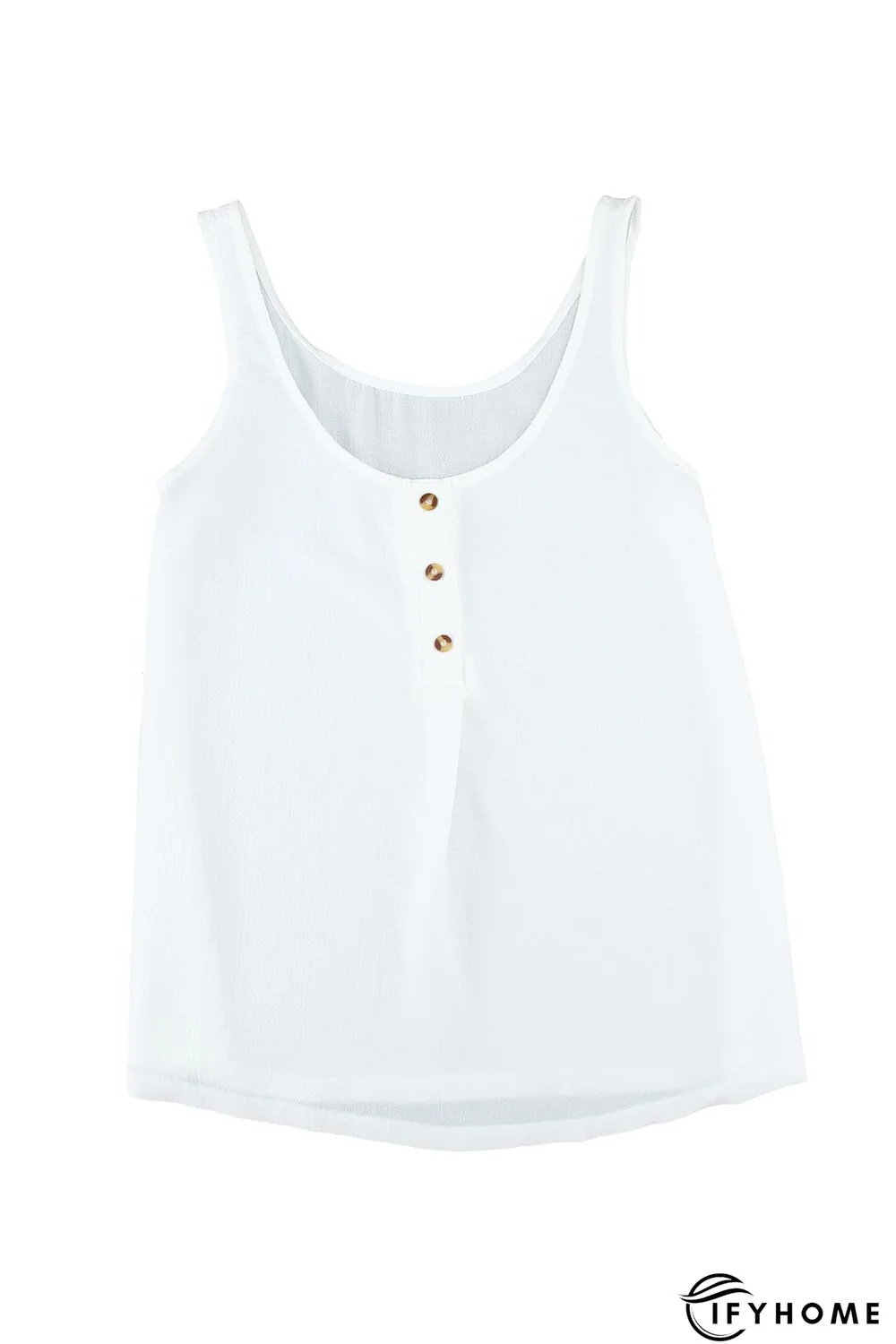 White Button Textured Tank Top | IFYHOME