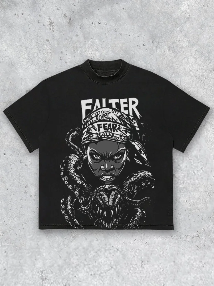 Face Fear Devil Pattern Short Sleeve T-shirt