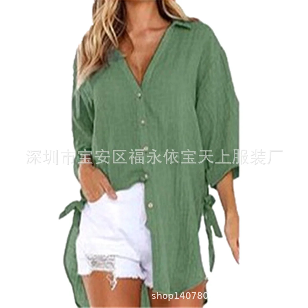 Wongn Wongn / Summer 2024 Women's New Linen Cotton Linen Shirt Irregular Cardigan Women