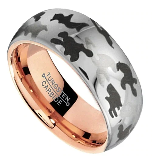 Women's Or Men's Tungsten Carbide Wedding Band Rings,Silver and Black Camouflage and Rose Gold Inner bands Ring With Mens And Womens For Width 4MM 6MM 8MM 10MM